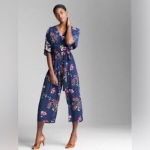 Gap Navy Blue Floral Jumpsuit Size 2